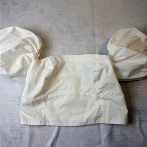 Abercrombie and Fitch White Puff Sleeve Crop Top